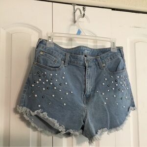 INC Studs and Pearls Jean Cutoff Shorts